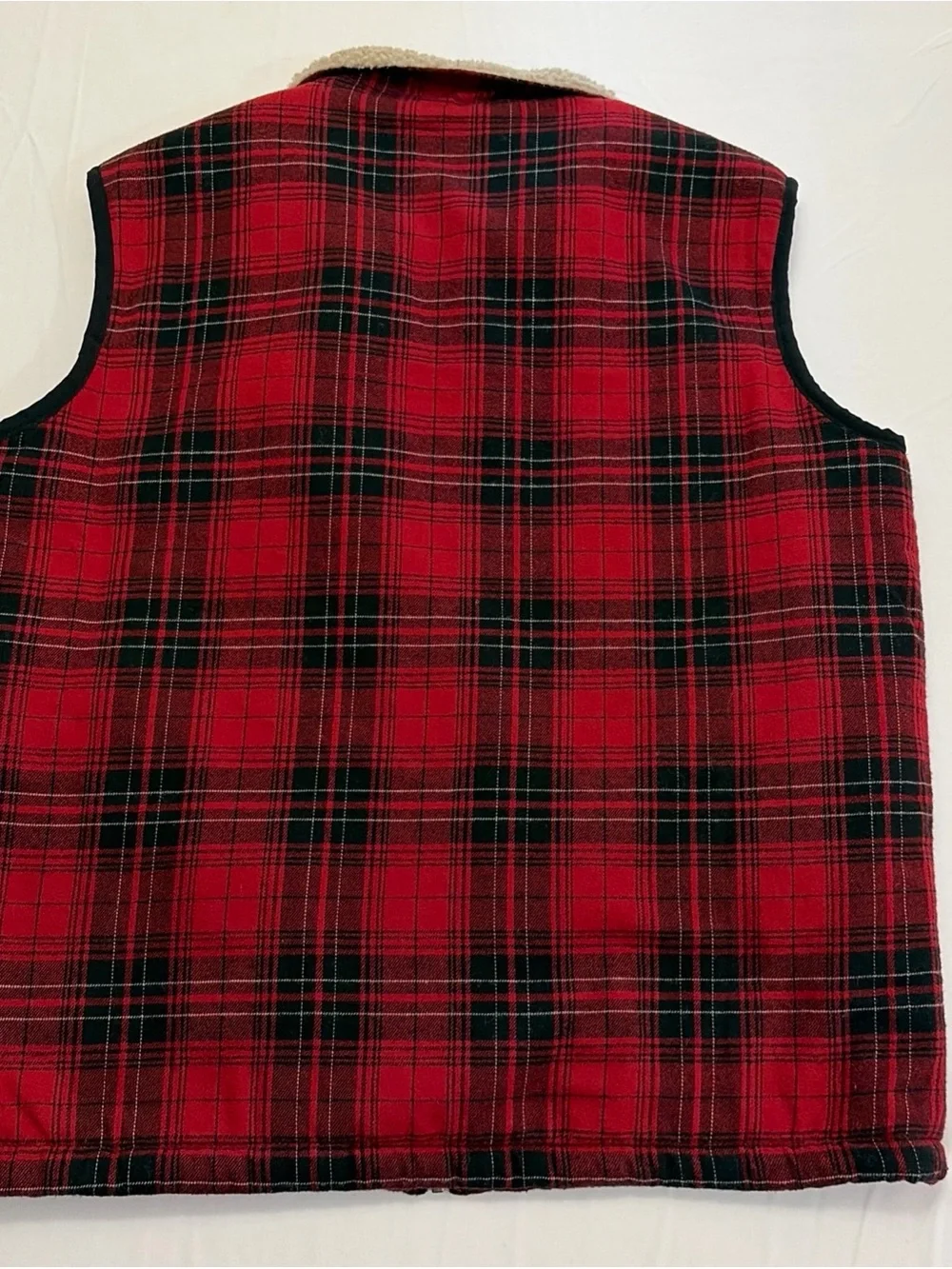 Classic Red Plaid Sherpa-Lined Vest